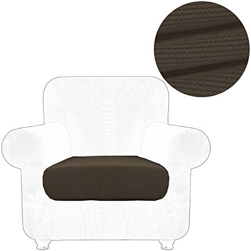 ANJUREN Chair Sofa Seat Cushion Slipcover Cover for 1 Seater Armchair Wing Back Recliner Sofa Couch T Cushions Seat Stripes Stretch Living Room Furniture Slip Covers (Chair Cushion, Coffee)