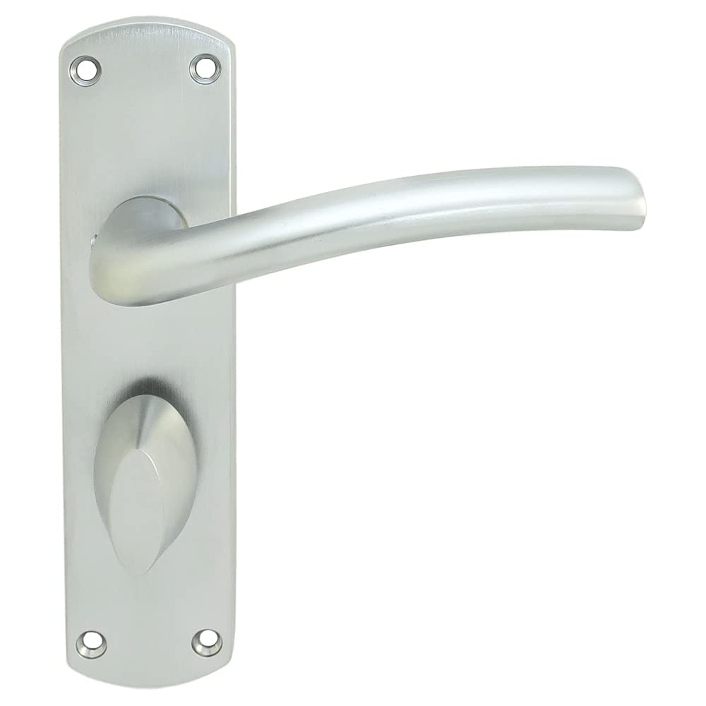 Serozzetta Liddel Door Handles on Back Plate - Bathroom (57mm c/c) - Satin Chrome