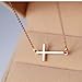 Sideways Cross Necklace 18k Gold Plated Stainless Steel Simple Small Cross Pendant From Ghome Offer Silver or Gold Color 18 Inches for Women Girls with Gift Box (Gold)