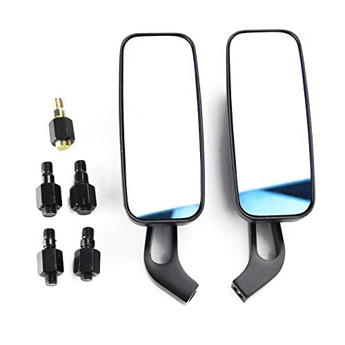 Iycorish Moto Noire Retroviseurs rectangulaires pour Kawasaki 10mm