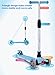 OUTON Kick Scooter for Kids 3 Wheel Lean to Steer Adjustable Height PU ABEC-7 Flasing Wheels Blue