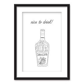 Framed Wine Bottle Kitchen Wall Black Picture Frames White Matting