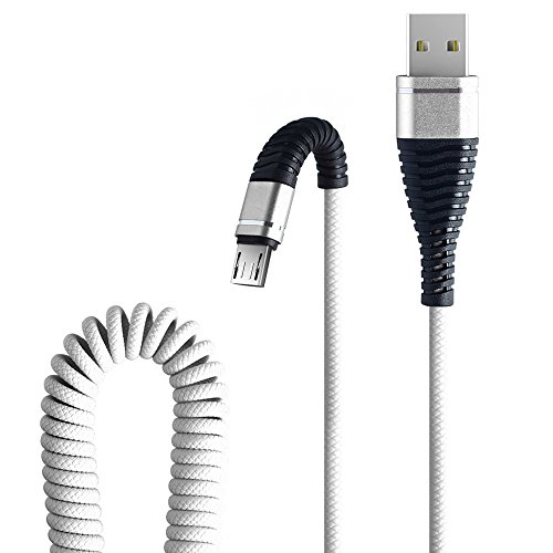 Sacow Micro USB Fish Tail Spring Durable Cable Data Fast Charging for Android Phone (White)