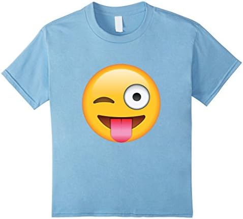 unisex-child Sticking Tongue Out Wink Face Emoji T Shirt 4 Baby Blue