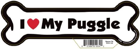 7" Dog Bone Magnet - Works Great on Cars, Refrigerators, Mailboxes and More (I Love My Puggle)