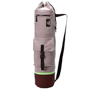 FODOKO Yoga Mat Tote Bag, Gym Bag Sling Carrier Canvas with Deep Front Pocket Zipper, Secret Storage, Adjustable Shoulder Strap