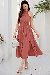 GRACE KARIN Women's Flowy Summer Dress Solid Color