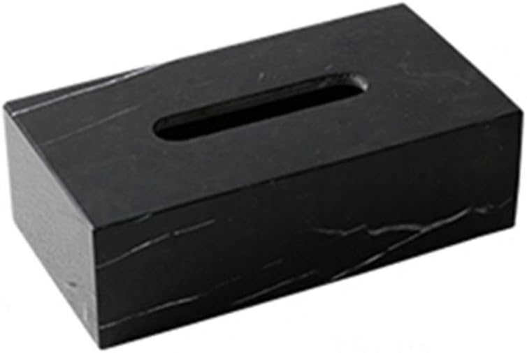 StonePlus Natural Italian Marble Tissue Box with Removable Transparent Bottom (Black, 9.84Lx5.12Wx2.95H)