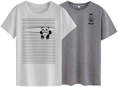 Neo Garments Women's Cotton T-Shirt-Combo- Panda (White), Bee(Grey)