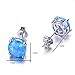 JunXin® Three Color 925 Sterling Silver Round Cut Opal Stud Earring 7.5MM (Blue)