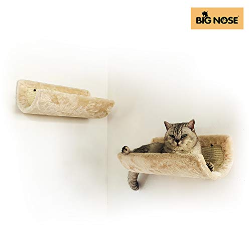 BIG NOSE Cat Perch Wall Floating Shelves with Sisal Scratching Mat Set