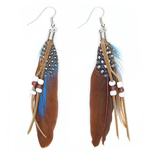 KISSPAT Feather Earrings Cute Feather Earrings Handmade Earrings Natural Feather Colorful Earrings