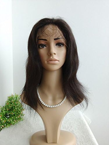 BRAZILIAN VIRGIN 12INCH 130% DENSITY NATURAL COLOR NATURAL SILK STRAIGHT FULL LACE WIG (12inch, average(both medium and large cap size are acceptable))