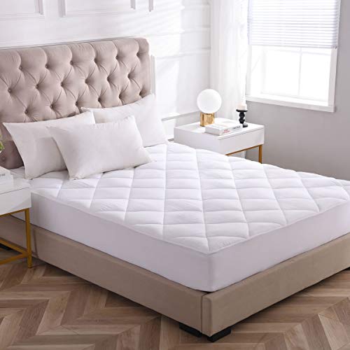 APSMILE King Size Mattress Pad Cover Quilted Fitted 8-18" Deep Pocket ClimaLoft Balance Down Alternative Cooling Mattress Topper