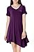 Tandisk Women's Short Sleeve Casual Loose T-Shirt Dress Tops Purple XL