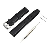 MOTONG 22mm Replacement Genuine Leather Watch Band For Motorola Moto 360 Watch 2nd Gen,Men's 46mm and Samsung Gear S3 Classic(Leather Black)