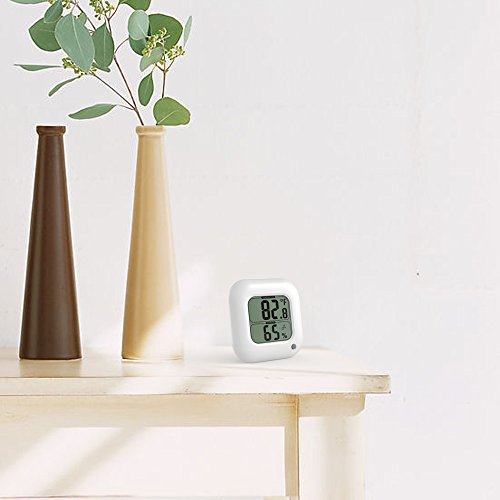 BALDR Square Thermometer and Hygrometer with Temperature Humidity Display Temperature Sensor (White)