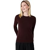 Style & Republic 100% Pure Cashmere Long Sleeve Crew Neck Sweater for Women (Chocolate, Large)