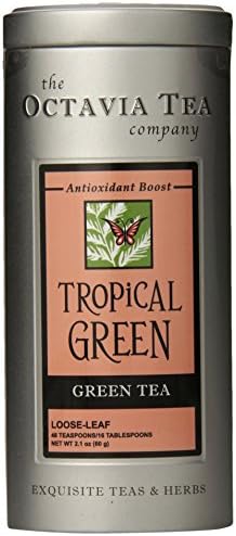 Octavia Tea Tropical Green (Green Tea) Loose Tea, 2.1 Ounce Tin