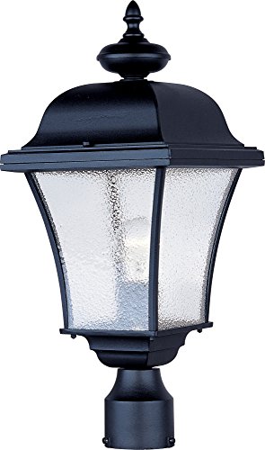 Maxim 1065BK Senator 1-Light Outdoor Pole/Post Lantern, Black Finish, Seedy Glass, MB Incandescent Incandescent Bulb , 100W Max., Dry Safety Rating, 2700K Color Temp, Standard Dimmable, Glass Shade Material, 5750 Rated Lumens