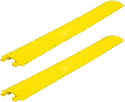 Berry 2x Yellow Plastic Cable Protector 100cm Floor Wire Ramp 40x13mm Channel
