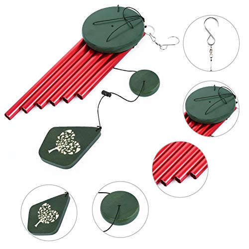 Lemecima Carillon éolien 31,6 Pouces Décor intérieur extérieur avec des Tons mélodiques apaisants Cloche réglable avec 6 Touches avec Mode muet, Rouge et Vert