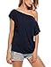Hotouch Women's Off Shoulder Shirt Loose Sexy Short Sleeve Solid T Shirt Casual Blouse
