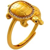 CZ Sea Turtle Adjustable Statement Band Ring for Women Gold Plated Retro Stackable Good Luck Animal Ocean Tortoise Knuckle Finger Open Rings Summer Beach Hawaii Jewelry Birthday Gift for Her Wife Mother