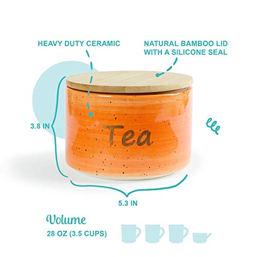 Uno Casa Ceramic Kitchen Canister Set with Airtight Lid - 3 Piece for Coffee Tea Sugar - 28 oz