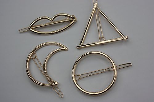 LittleCreationsByVic Minimalist Design Hair Clips for Styling, Geometric Metal Alloy Bridal Hair Accessories for Wedding Hair Styling Clips for Women - (4Pcs Gold)