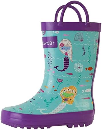 Kids Waterproof Rubber Rain Boots with Easy-On Handles