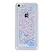 Dealspank Glitter Case for iPhone 5C, 3D Flowing Glitter Hearts Bling Quicksand Liquid Case Protective Clear Hard Case Cover for iPhone 5C (Hearts/Blue)+ A shinning hair bun sent randomly