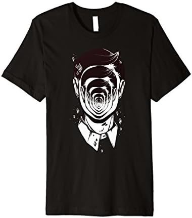Mens Face with Infinity Mirror Effect Psychedelic T-Shirt Medium Black