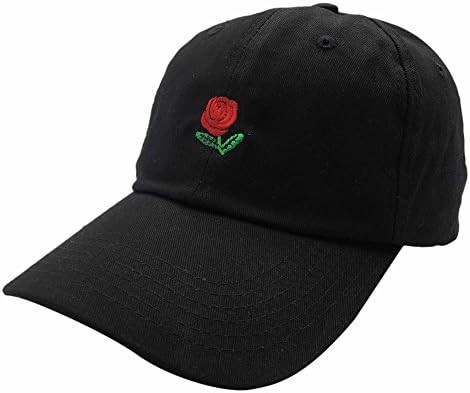 Rose Dad Hats Baseball Cap 3D Embroidered Adjustable Snapback (Red)