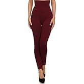 YELETE Women's High Waist Compression Non Fleece Leggings - One Size - Wine
