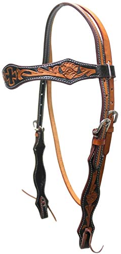 D.A. Brand Light Oil/Black Tooled Headstall Breast Collar Set Horse Tack