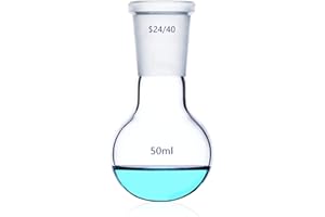 Deschem 50ML 24/40 Round Bottom Glass Flask 1-Neck Lab Single Neck Vessel Ground Joint Boiling Bottle