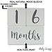 Baby Milestone Blocks 3 Piece Premium Solid Wood Age Block Set Perfect Baby Shower Gift Keepsake for Photo Sharing Pregnancy Baby Newborn Toddler Weekly Monthly Yearly Age Boys Girls Photo Props