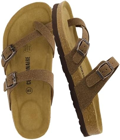 CUSHIONAIRE Women's Luna Cork footbed Sandal with +Comfort, Brown