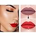 Matte Liquid Lipstick Lip Liner Set, QiBest 3 Pcs Double End 2 in 1 Red Burgundy Color Waterproof Long Lasting Durable Non-Stick Cup Lip Gloss Makeup Kit (Goth)