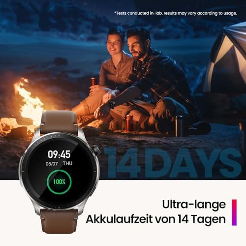 GTR 4 Smartwatch mit Telefonieren über Bluetooth und Musikspeicher,1.43” AMOLED Display,150 Sportmodi,Alexa,14 Tage Akkulaufzeit,präzises GPS-Tracking für Herren Damen