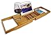 Bamboo Wooden Bathtub Expandable Tray Caddy - Luxury Spa Reading Organizer with Holder for Your iPad or Book - Adjustable Extending Slides Fit Most Jacuzzis & Tubs - Unique Gift Idea for Loved Ones