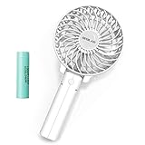 OPOLAR Small Hand Held Battery Operated USB Fan, Personal Portable Rechargeable Fan with 2200mAh Battery and 3 Settings for Travel Home Office and Outdoor Use - White