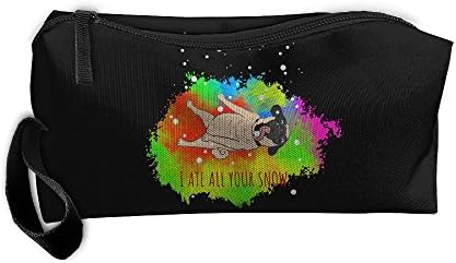 Funny Colorful Pug Ate All The Snow Multi-functional Cosmetic Makeup Bag Zipper Closure Bags Toiletries Organizer Bag