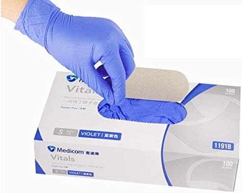 100pcs Medical Nitrile Disposable Gloves, Powder Free Latex Free Food Grade PVC Gloves (Purple, L)