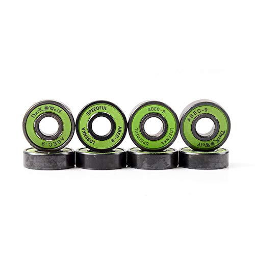LOSENKA Professional Skateboard Bearings High-Speed Sliding Long-Board Bearings High-Precision ABEC-9 Chrome Steel Bearings, (8-Pack)