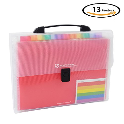 13 Pockets Portable File Folders, Plastic Expanding Accordion Folders ,A4 Expanding Document Folder with Handle, Plastic Expandable Accordion Organizer - Thumbnail 7