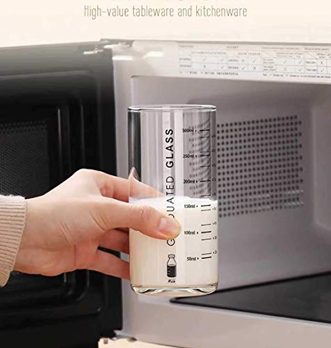 2PCS Glass Measuring Cup, 10 Ounces/ 300 ml Graduated Measuring Cup Shot Glass in Kitchen, High Borosilicate Glass Measure Bowls for Water,Wine, Hot or Cold Liquid, Microwave, Oven Safe (Clear, 1 Cup)