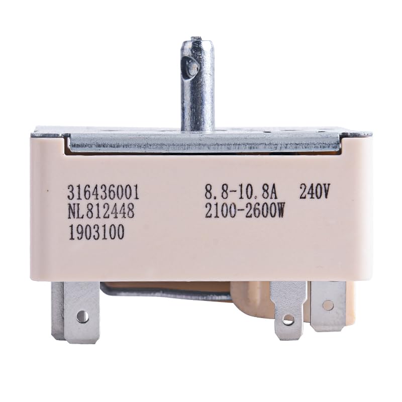 316436001 OEM-Compatible Surface Burner Infinite Switch for Frigidaire/Kenmore Cooktops | Precise Temperature Control Replacement Part | Fits PS1145040, 316021501, 1155395, AH1145040, EA1145040 & More