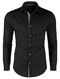 Doublju Mens Slim Fit Long Sleeve Inner Contrast Dress Shirts